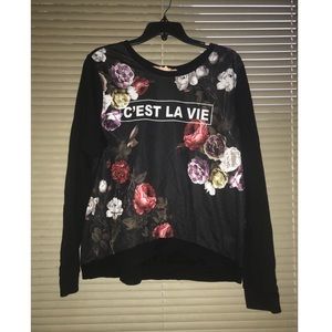 Black floral long sleeve shirt